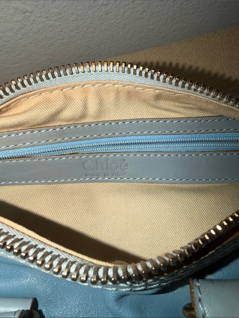 Chloé Blue Leather Boston Tote Bag - Picture 10 of 13